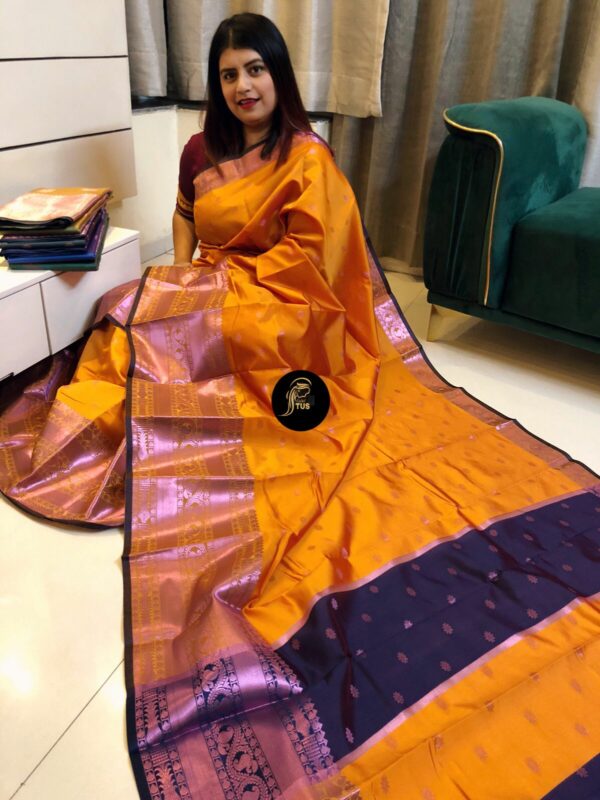 Hand weaved soft semi kanchi silk saree - Impresa Store
