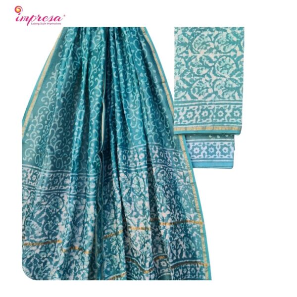 Chanderi silk top and cotton bottom with chanderi silk duppatta (Copy) - Impresa Store
