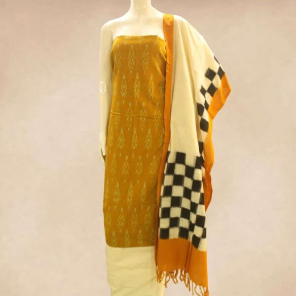 Handloom Ikat cotton top and cotton bottom with handloom ikat dupatta - Impresa Store