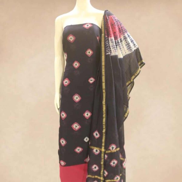 Chanderi Silk top in heavy quality and cotton bottom with with Chanderi Dupatta - Impresa Store