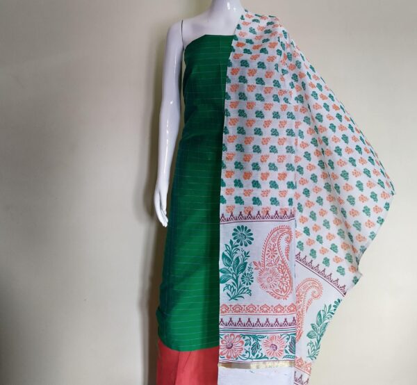 Silk cotton top and silk cotton bottom with chanderi dupatta - Impresa Store