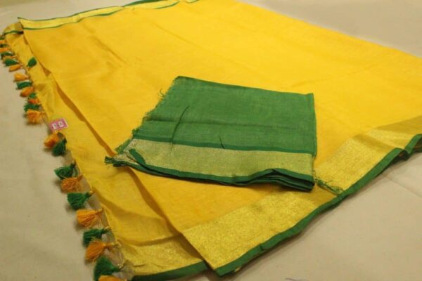Organic linen saree with linen blouse - Impresa Store