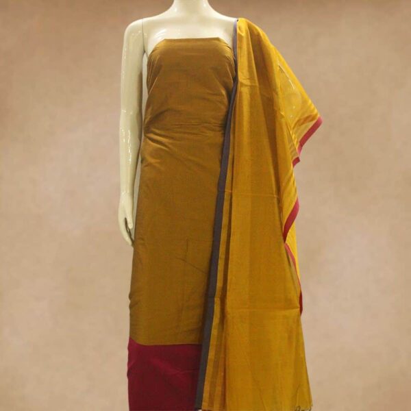 Silk cotton top and silk cotton bottom with handwoven maheswari silk dupatta - Impresa Store
