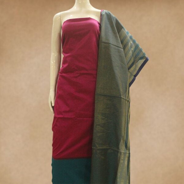 Silk cotton top and silk cotton bottom with handloom maheswari dupatta - Impresa Store