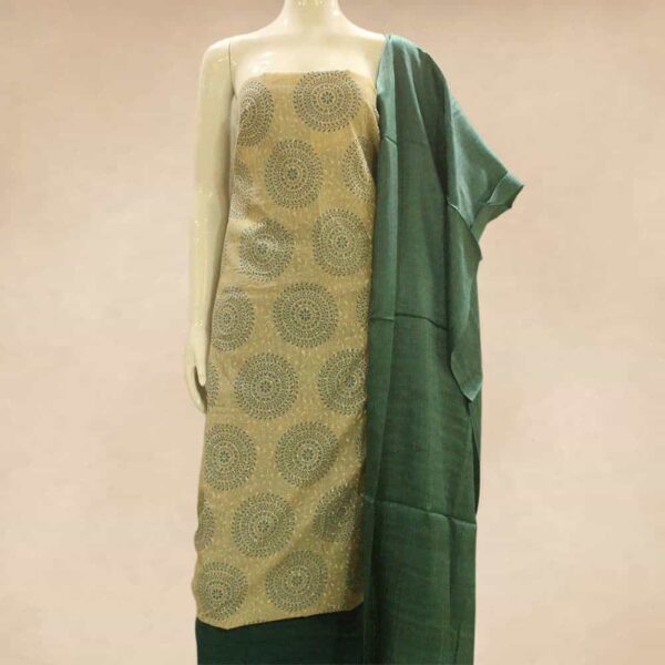 Block printed silk cotton top and silk cotton bottom with silk dupatta - Impresa Store