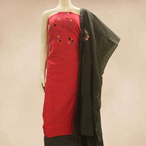Zardosi designer silk cotton top and silk cotton bottom with designer dupatta - Impresa Store