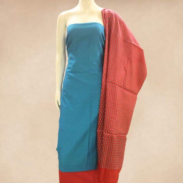 Silk cotton top and silk cotton bottom with block print silk dupatta - Impresa Store