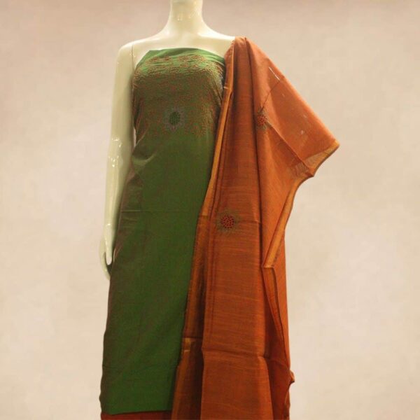 Silk cotton top and silk cotton bottom with designer silk cotton dupatta - Impresa Store