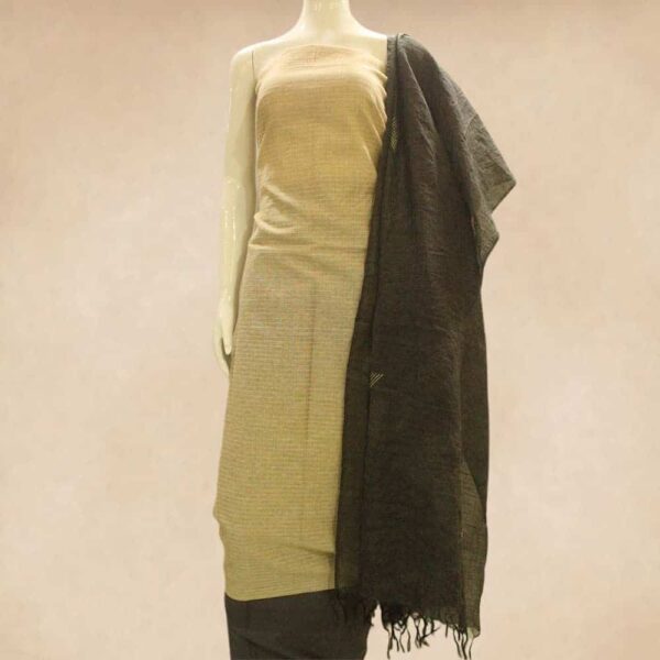 Silk cotton top and silk cotton bottom with block printed silk cotton dupatta - Impresa Store