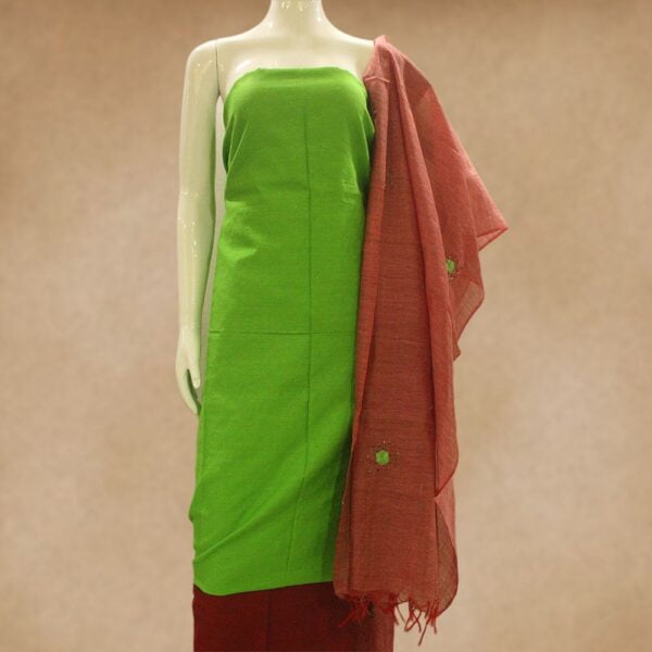 Silk cotton top and silk cotton bottom with silk cotton dupatta with zardosi work - Impresa Store