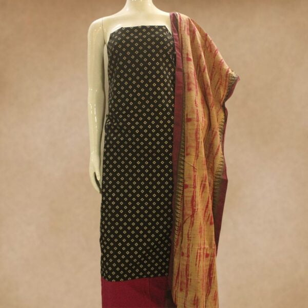 Silk cotton top and silk cotton bottom with printed silk cotton dupatta - Impresa Store