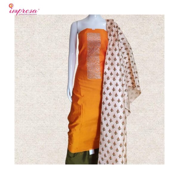 Designer silk cotton top and silk cotton bottom with silk cotton duppatta - Impresa Store