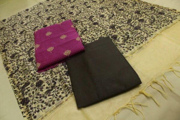 Silk cotton top and silk cotton bottom with silky kota dupatta - Impresa Store