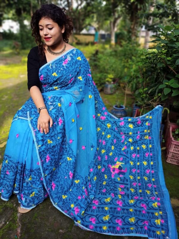 Pure Bengal silk cotton Jamdani weaving saree - Impresa Store