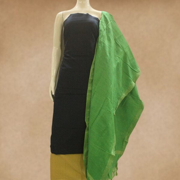 Silk cotton top and silk cotton bottom with semi silk dupatta - Impresa Store