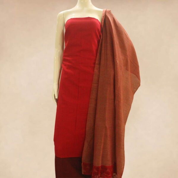 Silk cotton top and silk cotton bottom with designer Cut work dupatta - Impresa Store