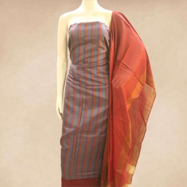 Tussar silk top and silk cotton bottom with silk dupatta - Impresa Store
