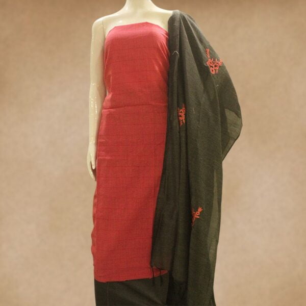 Silk cotton top and silk cotton bottom with semi silk cut work dupatta - Impresa Store
