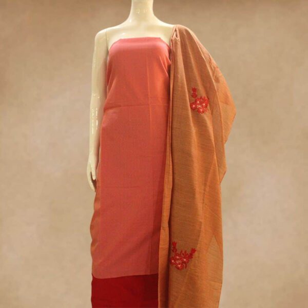 Silk cotton top and silk cotton bottom with cut work dupatta - Impresa Store