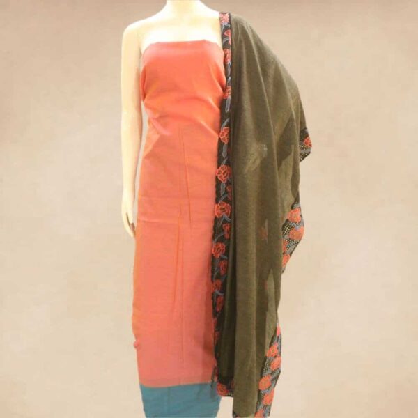 Silk cotton top and silk cotton bottom with fancy cut work dupatta - Impresa Store