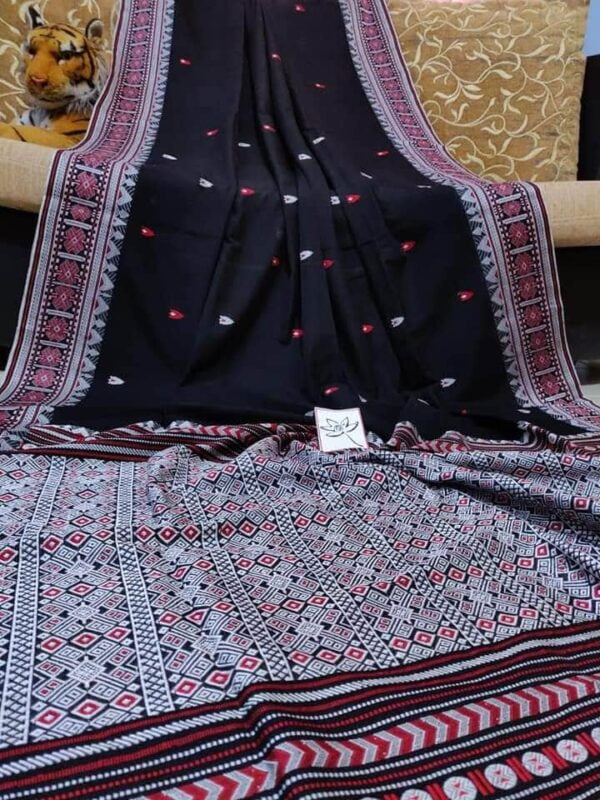 Handloom cotton jamdhani sarees - Black - Impresa Store