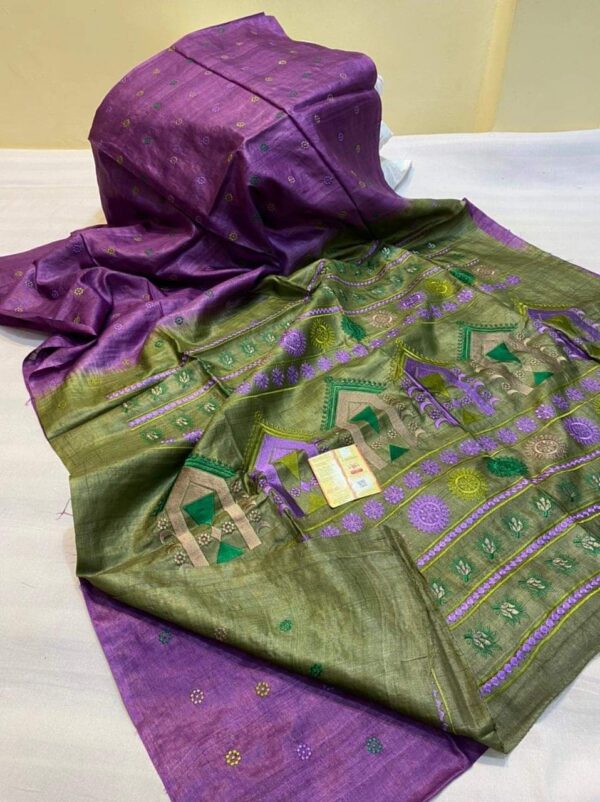 Pure Desi Tussar Embroidery Saree - Impresa Store