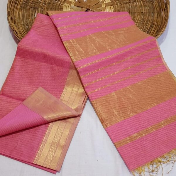 Maheshwari handloom silk cotton Tissue saree - Impresa Store