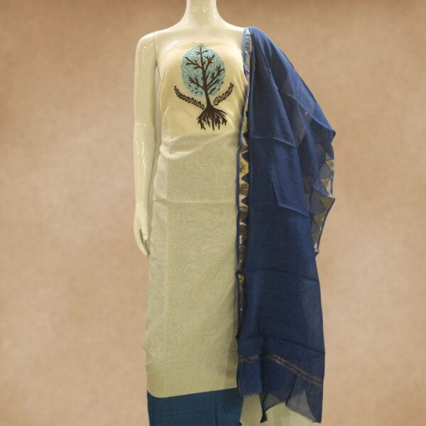 Designer chanderi silk top and cotton bottom with chanderi silk dupatta - Impresa Store
