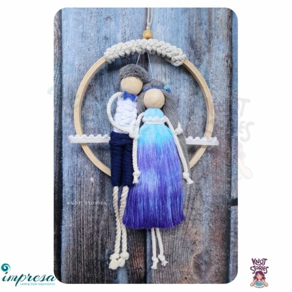 Couple with Hand dyed Blue Violet combo -Macrame Character Wall Hangings - Impresa Store