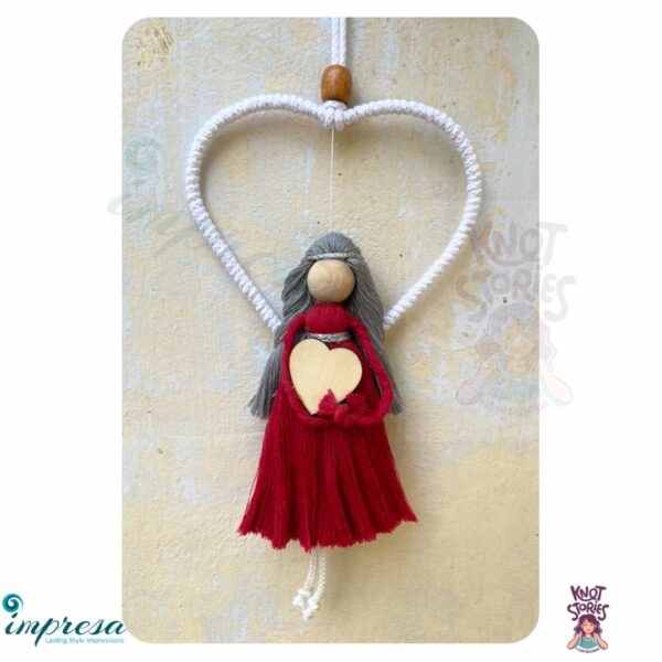 Valentine Girl-Red -Macrame Character Wall Hangings - Impresa Store