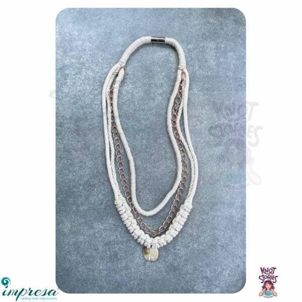 Macrame Jewellery- White layered neck piece - Impresa Store