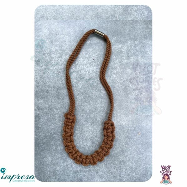 Macrame Jewellery- Brown square knot long neck piece - Impresa Store