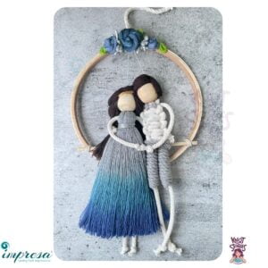 Couple -Grey & Blue Hand dyed Combo Colour Macrame Character Wall Hanging - Impresa Store