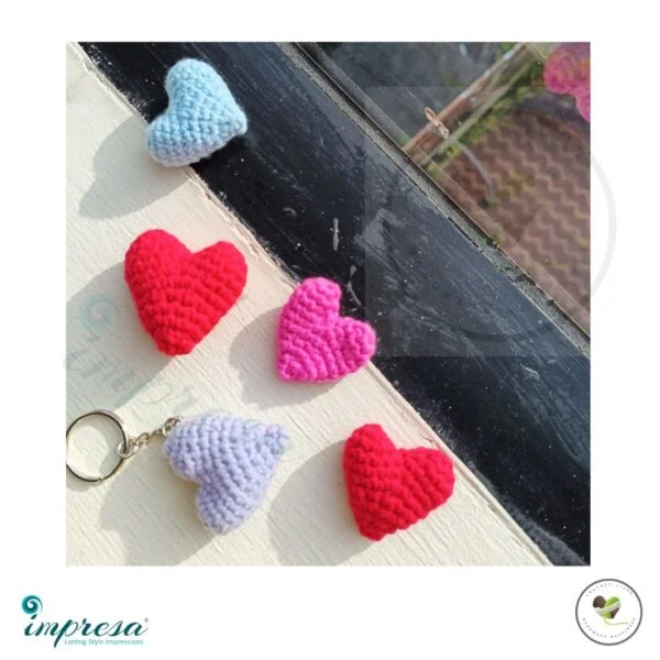 Crochet Heart Keychains -Small assorted colours - Impresa Store