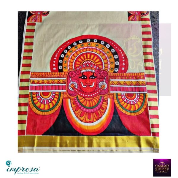 Theyyam Handpainted Powerloom Silk Saree - Impresa Store