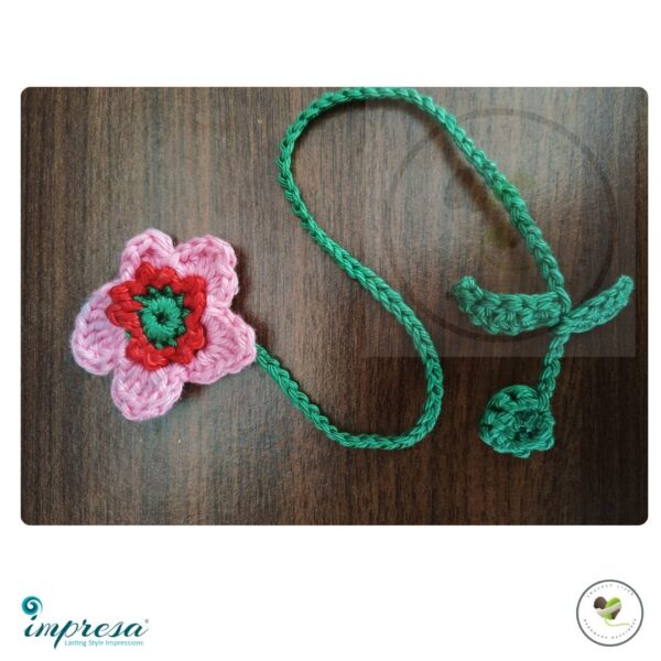 Pink and Red Cherry Flower Crochet Bookmark - Impresa Store