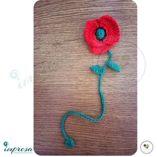 Red Poppy Flower Crochet Bookmark - Impresa Store