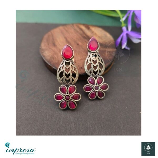 Silver Replica Stud with Red Stones - Impresa Store
