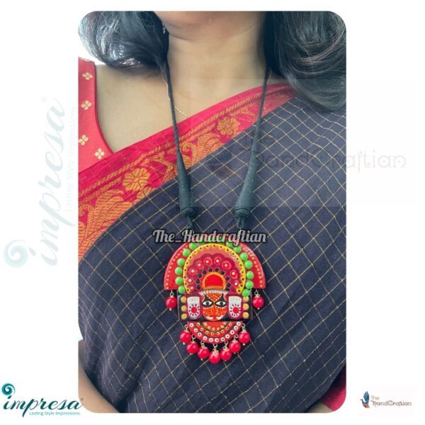 Handpainted Theyyam Face Neckpiece Assembled in Thread - Impresa Store