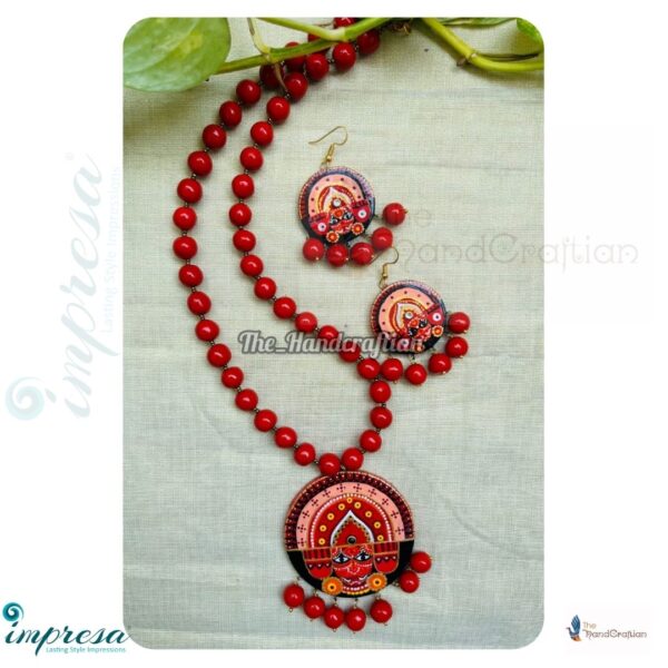 Handpainted Theyyam Face Neckpiece Assembled with Beads - Impresa Store