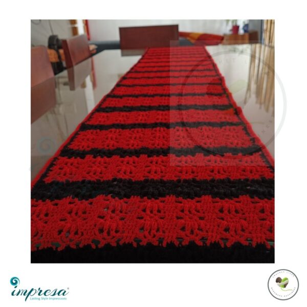 Crochet Table Runner Red and Black - Impresa Store
