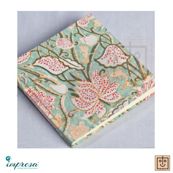 Handmade and Handblock Journal - Abstract Floral on Green Hardbound - Impresa Store