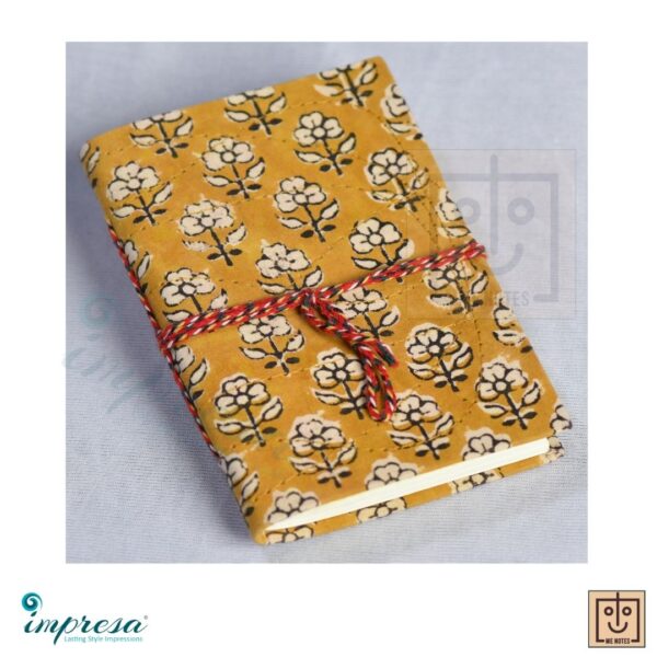 Handmade and Handblock Journal - Florals on Brownish Green Thread - Impresa Store