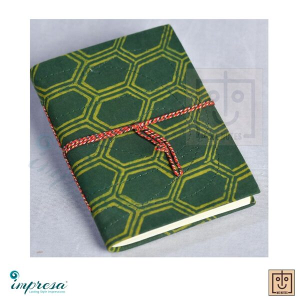 Handmade and Handblock Journal - Green Honey Comb Thread - Impresa Store