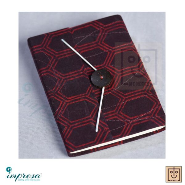 Handmade and Handblock Journal - Red Honey Comb Button - Impresa Store