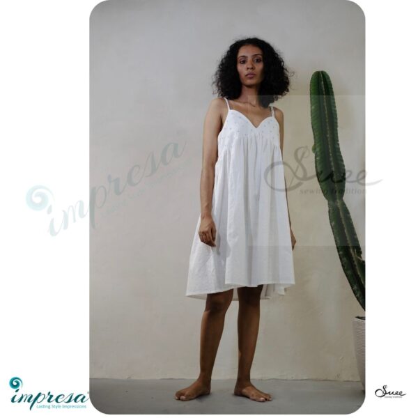 White Front Embroidered Frock - Impresa Store
