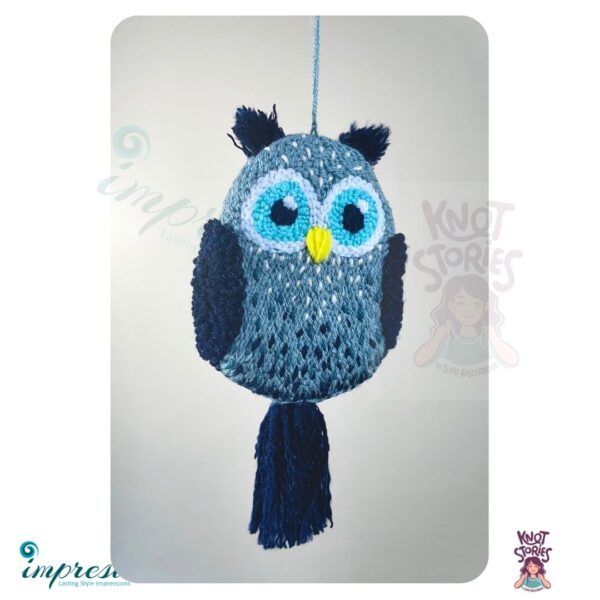 Punch needle Embroidered Car Hanging - Grey Owl Double Sided - Impresa Store
