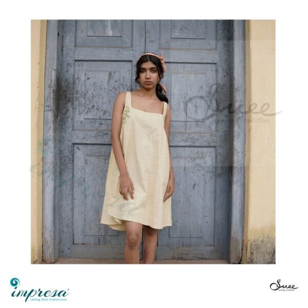Pastel Yellow Side Embroidered Frock - Impresa Store
